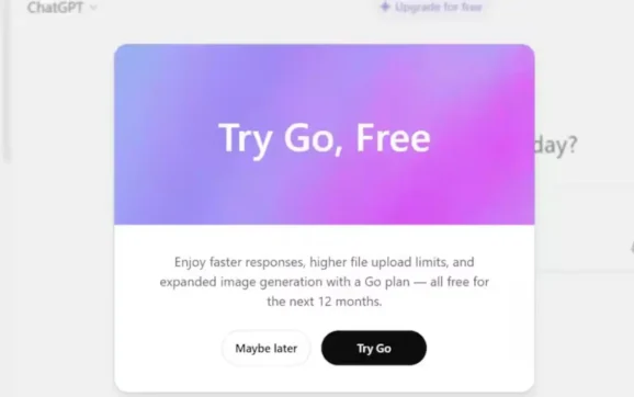 ChatGPT Go India free