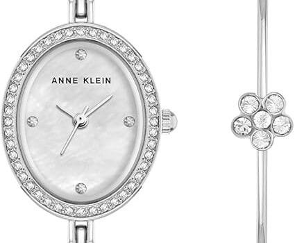 Anne Klein Women’s Premium Crystal Accented Bangle Watch Set