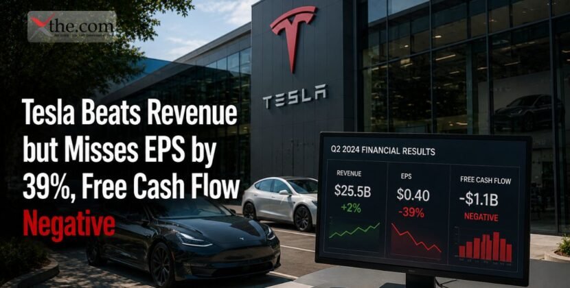 Tesla Beats Revenue but Misses EPS by 39%, Free Cash Flow Negative.