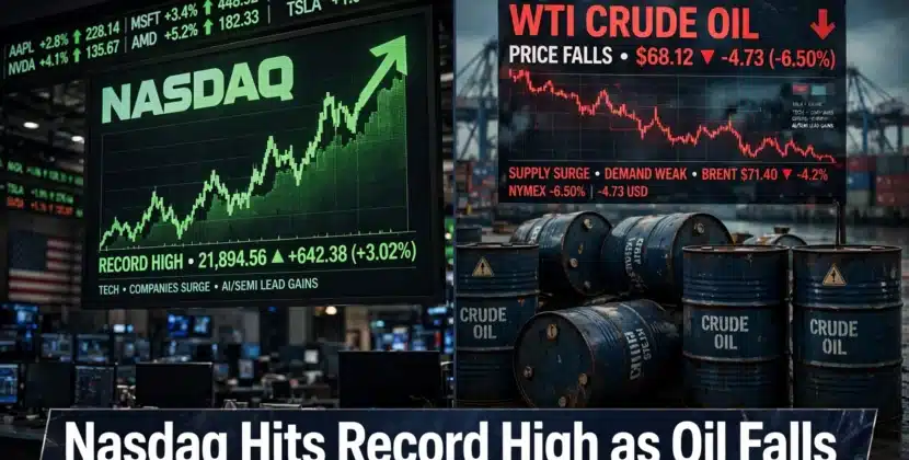 Nasdaq Hits Record High as Oil Falls