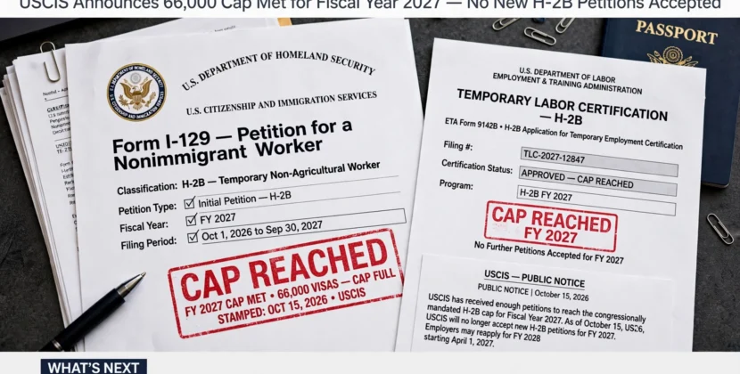 H-2B Visa Cap Reached for FY 2027
