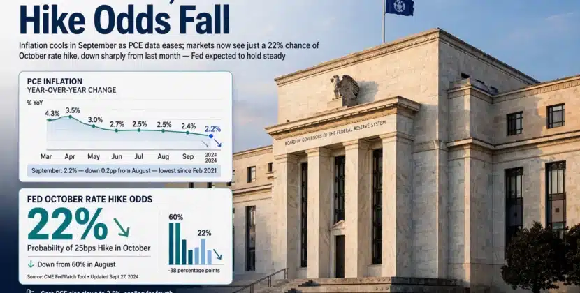 PCE Cools, Fed October Hike Odds Fall