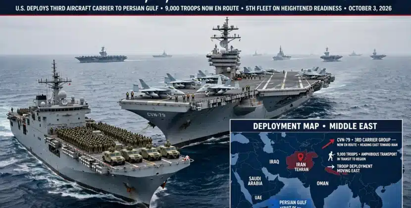 Third Carrier, 9,000 Troops Head to Iran