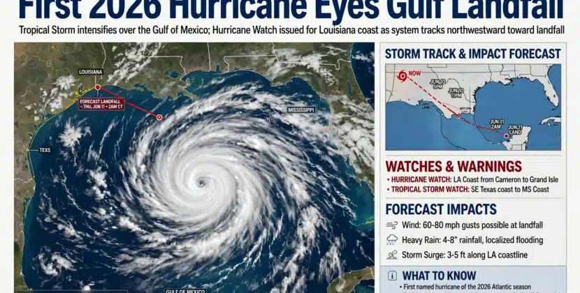 First 2026 Hurricane Eyes Gulf Landfall