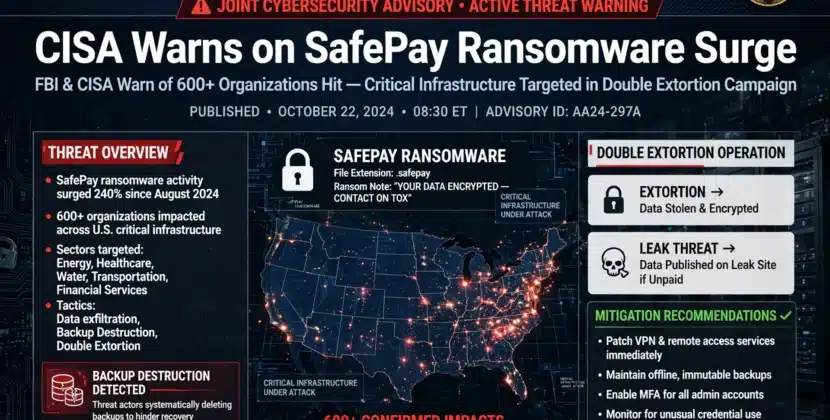 CISA Warns on SafePay Ransomware Surge