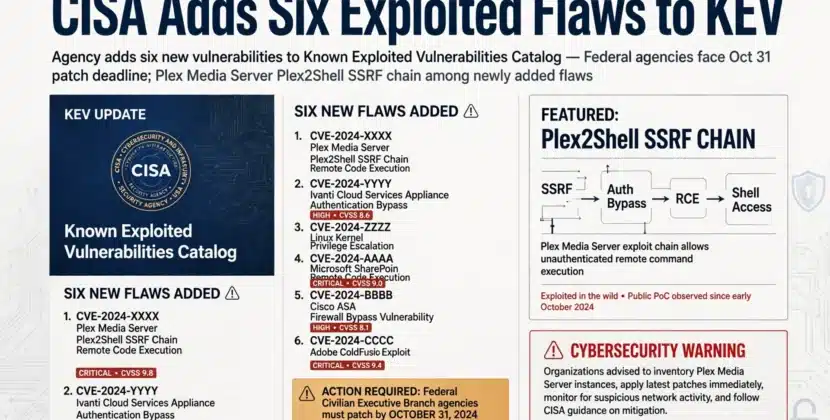 CISA Adds Six Exploited Flaws to KEV